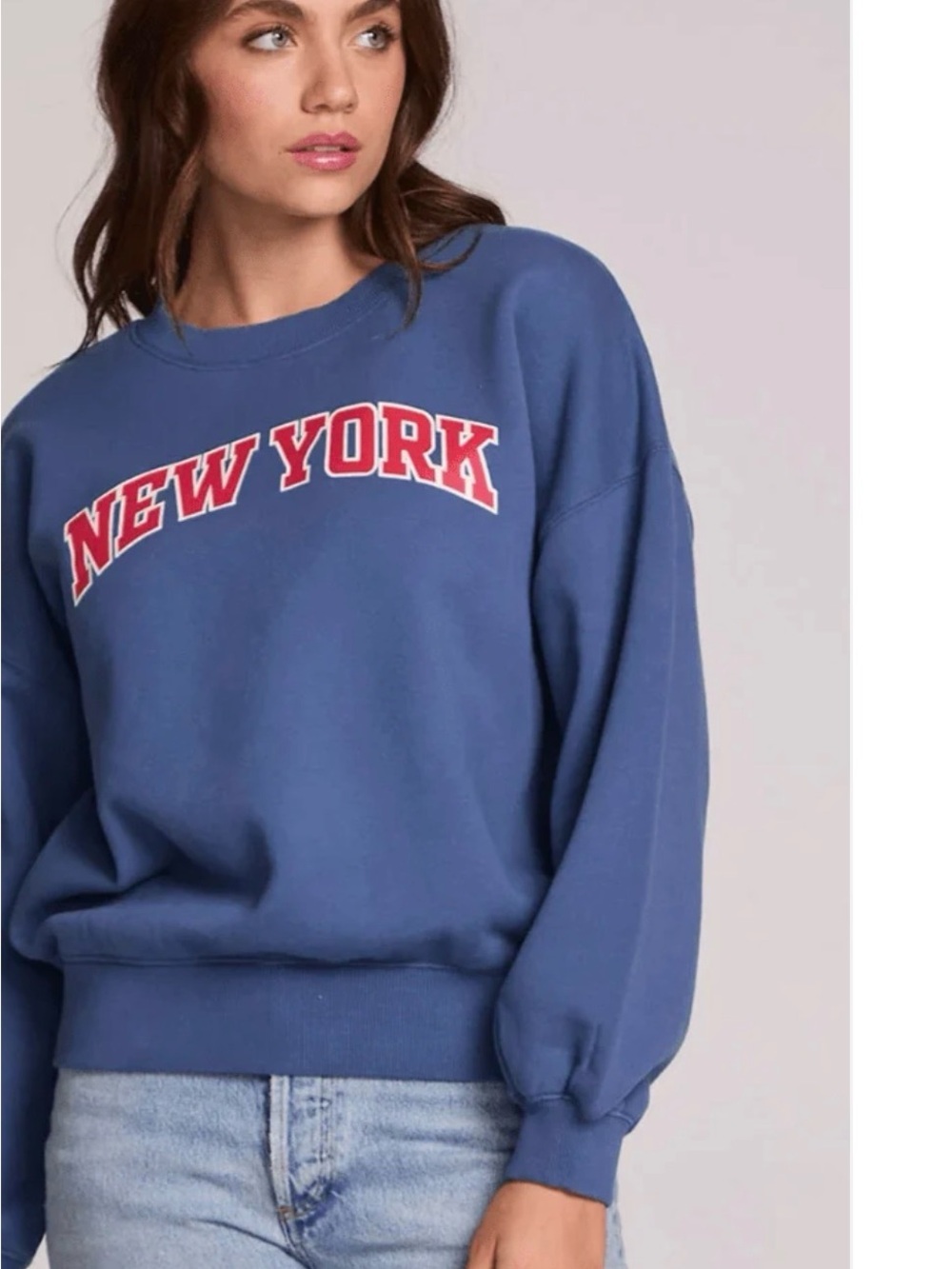Chaser Blue Crewneck Sweatshirt with Red 'New York' Graphic